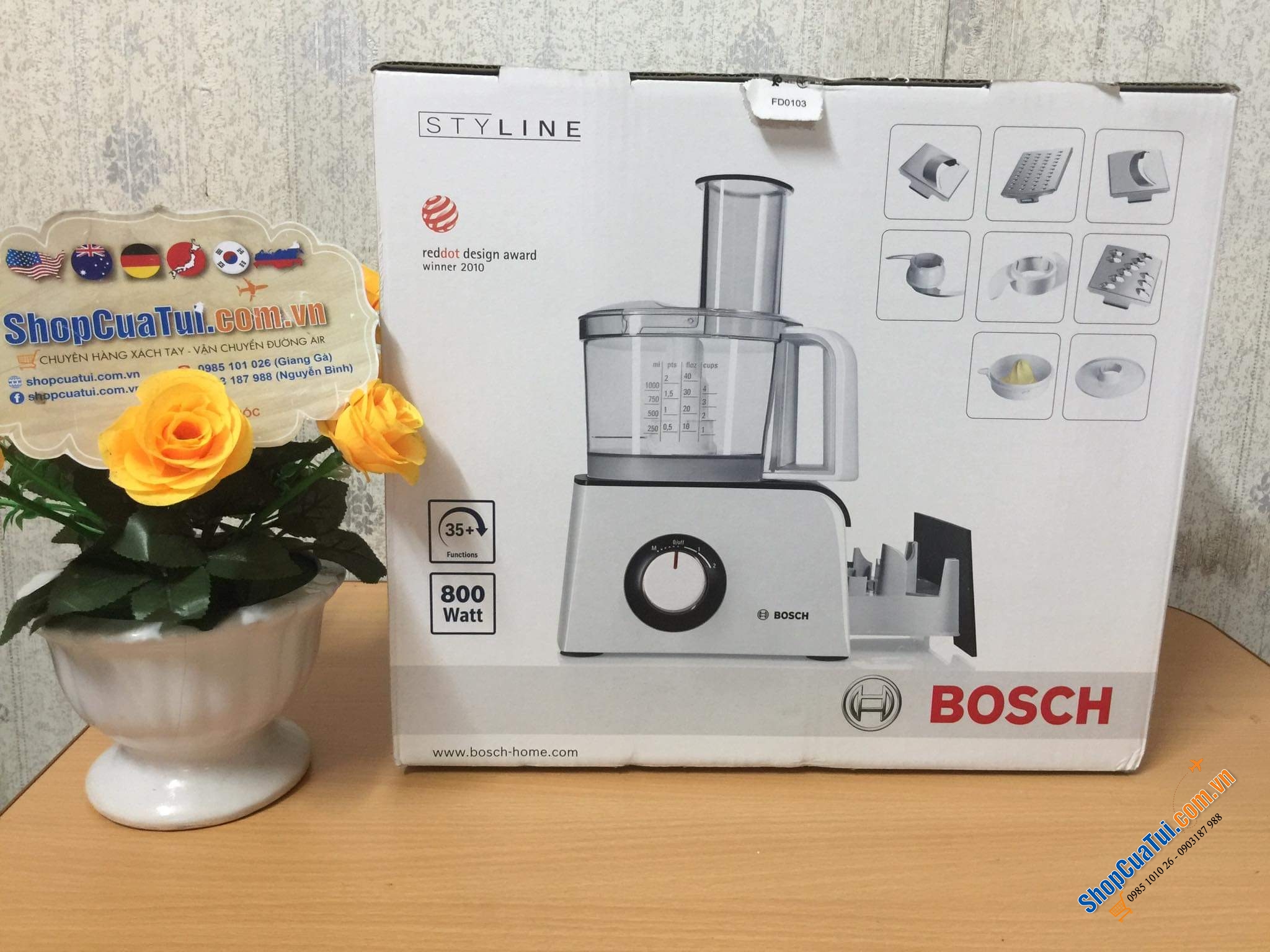 Máy làm bếp đa năng Bosch MCM STYLINE - Công suất: 800W, 2 tốc độ xay, 1 tốc độ trộn.