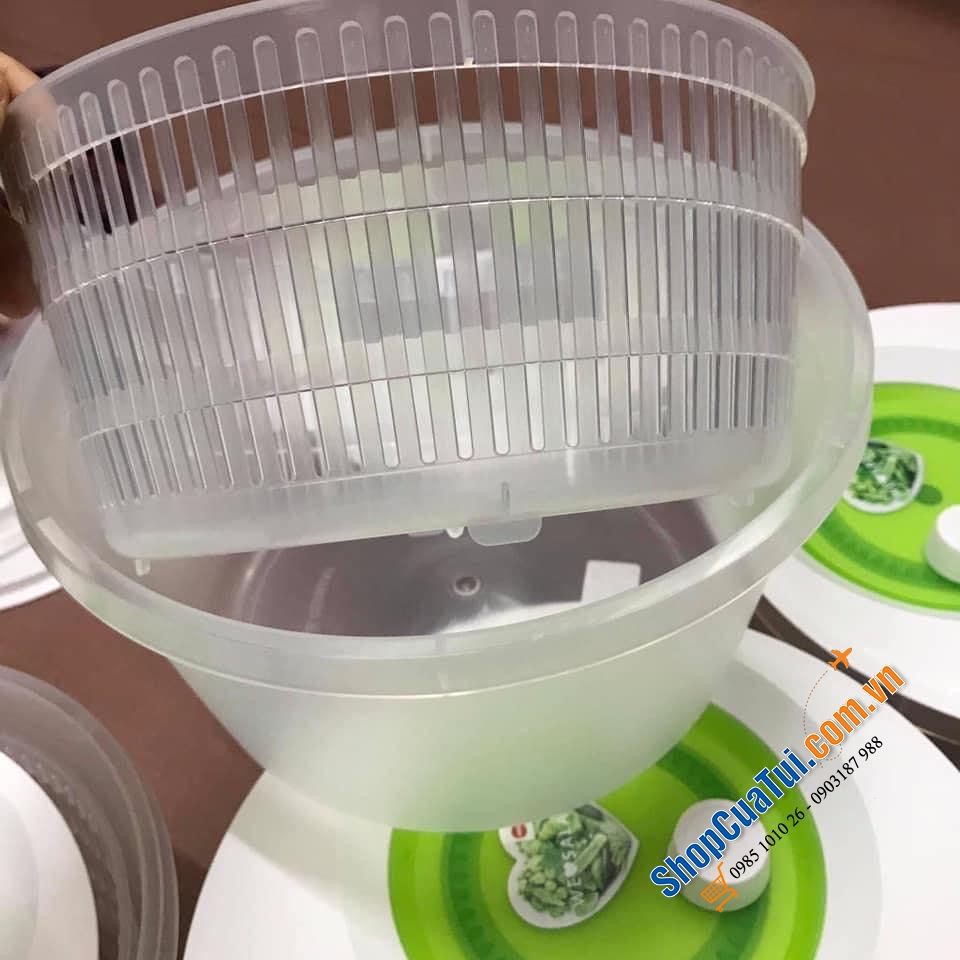 RỔ QUAY KHÔ RAU EMSA - rổ quay rau vừa rửa, vừa ngâm và quay được rau trong rổ