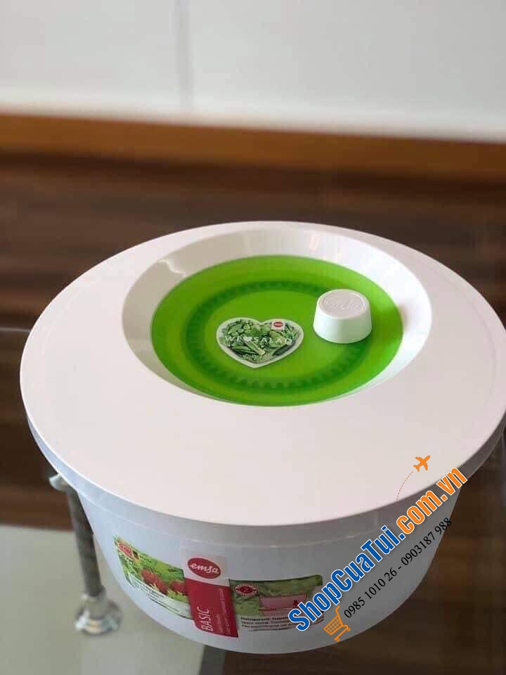 RỔ QUAY KHÔ RAU EMSA - rổ quay rau vừa rửa, vừa ngâm và quay được rau trong rổ