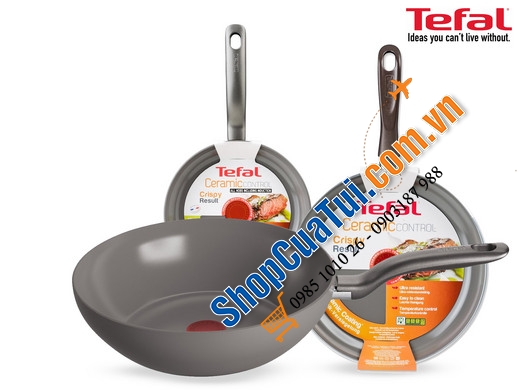 CHẢO XÀO CHẢO RÁN CHỐNG DÍNH TEFAL CERAMIC CONTROL LÒNG GỐM 20 CM - MADE IN FRANCE. 