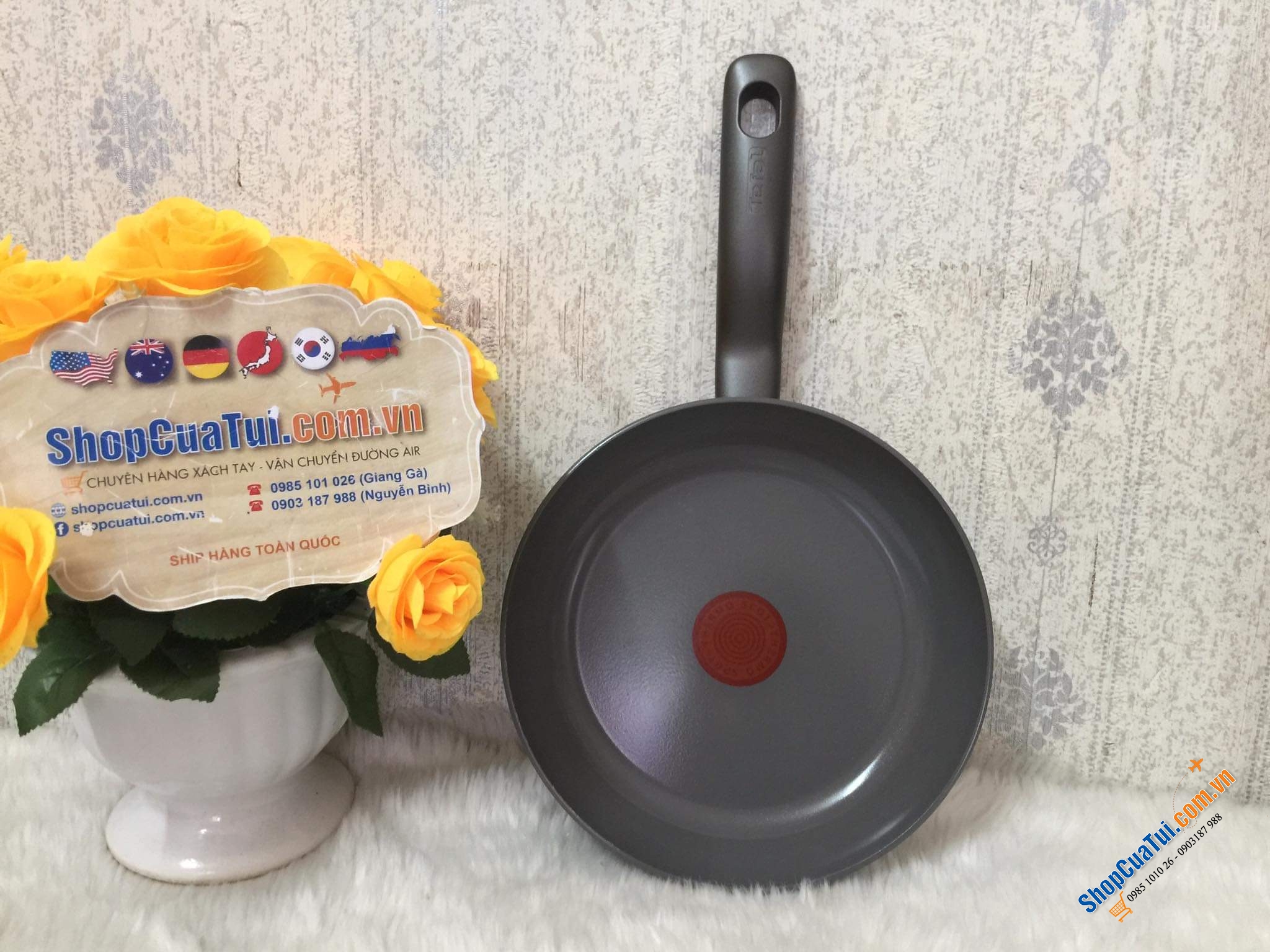 CHẢO XÀO CHẢO RÁN CHỐNG DÍNH TEFAL CERAMIC CONTROL LÒNG GỐM 20 CM - MADE IN FRANCE. 