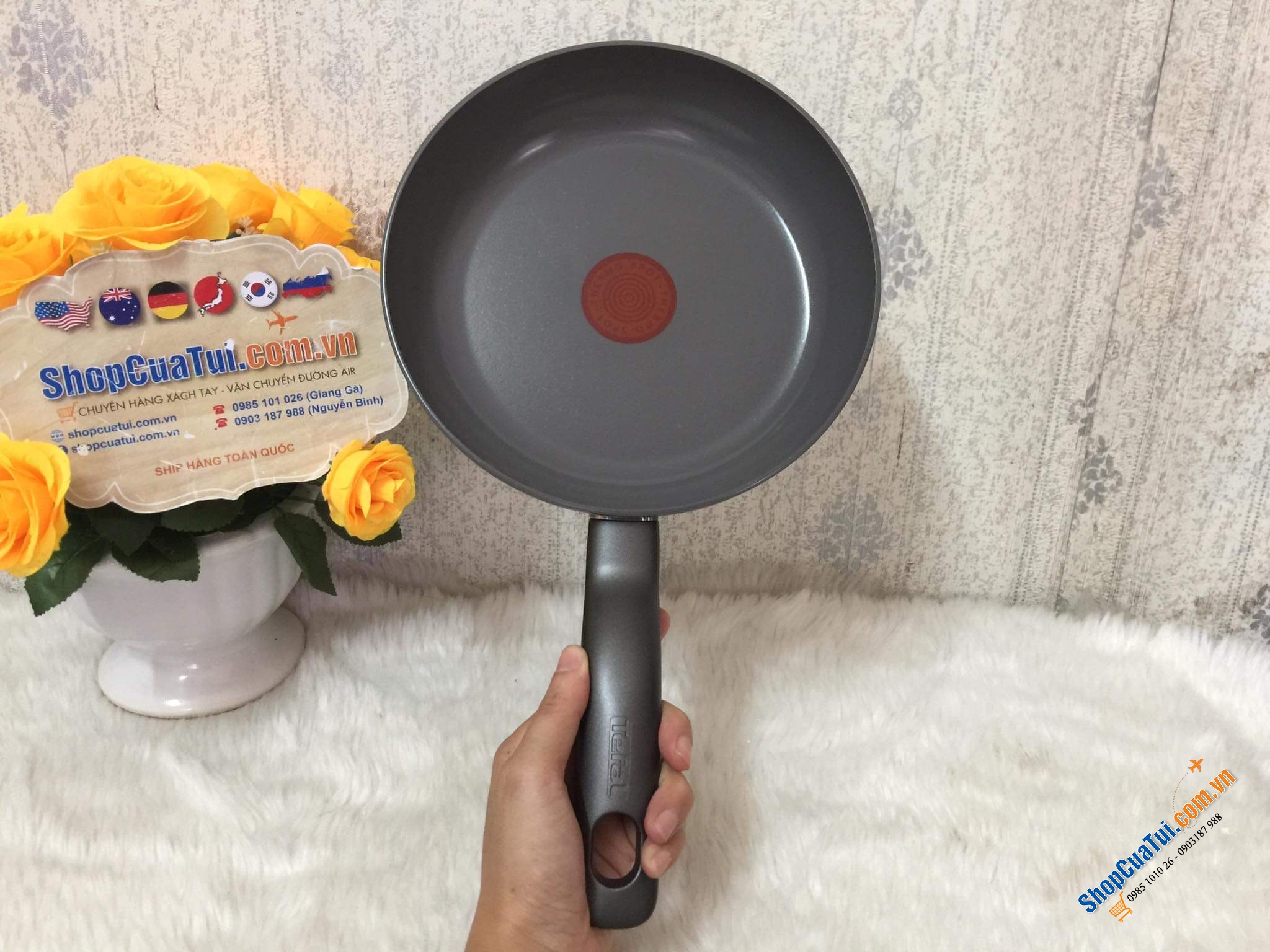 CHẢO XÀO CHẢO RÁN CHỐNG DÍNH TEFAL CERAMIC CONTROL LÒNG GỐM 20 CM - MADE IN FRANCE. 