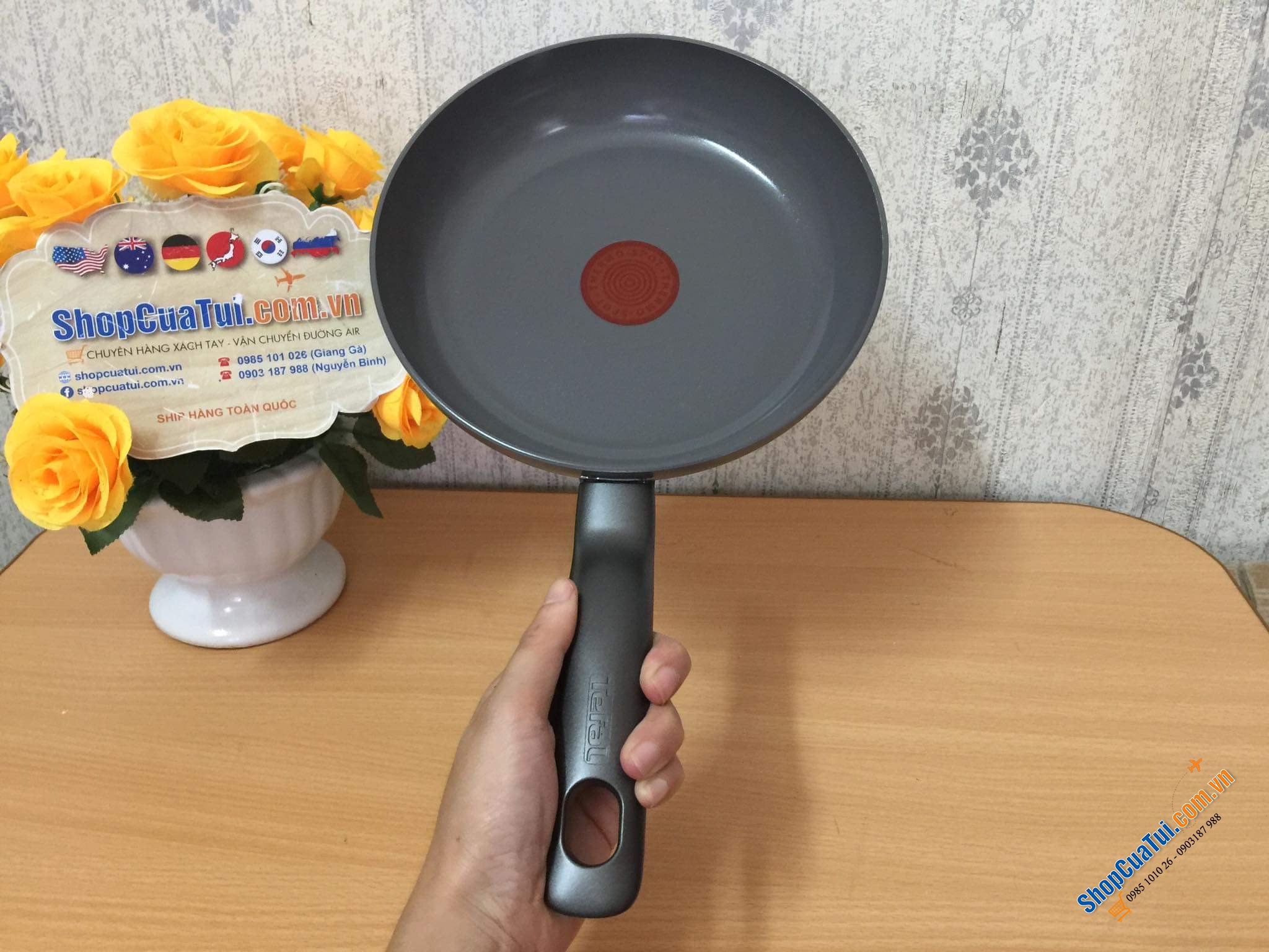 CHẢO XÀO CHẢO RÁN CHỐNG DÍNH TEFAL CERAMIC CONTROL LÒNG GỐM 20 CM - MADE IN FRANCE. 