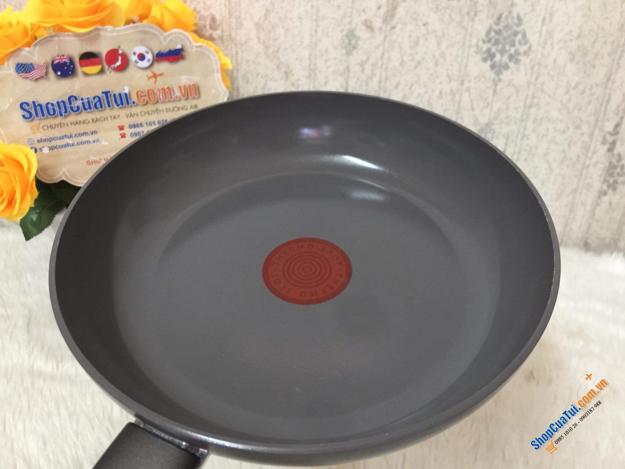 CHẢO XÀO CHẢO RÁN CHỐNG DÍNH TEFAL CERAMIC CONTROL LÒNG GỐM 20 CM - MADE IN FRANCE. 