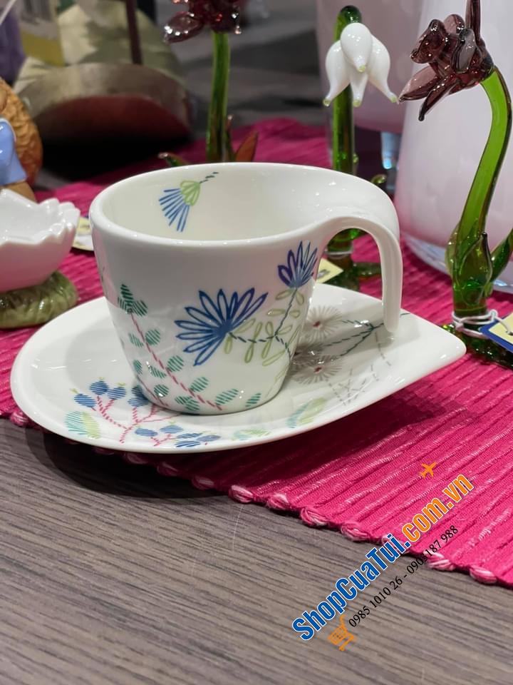 Bộ ấm chén - TRỌN BỘ ẤM TRÀ KÈM CHÉN ĐĨA VILLEROY BOCH FLOW COUTURE.