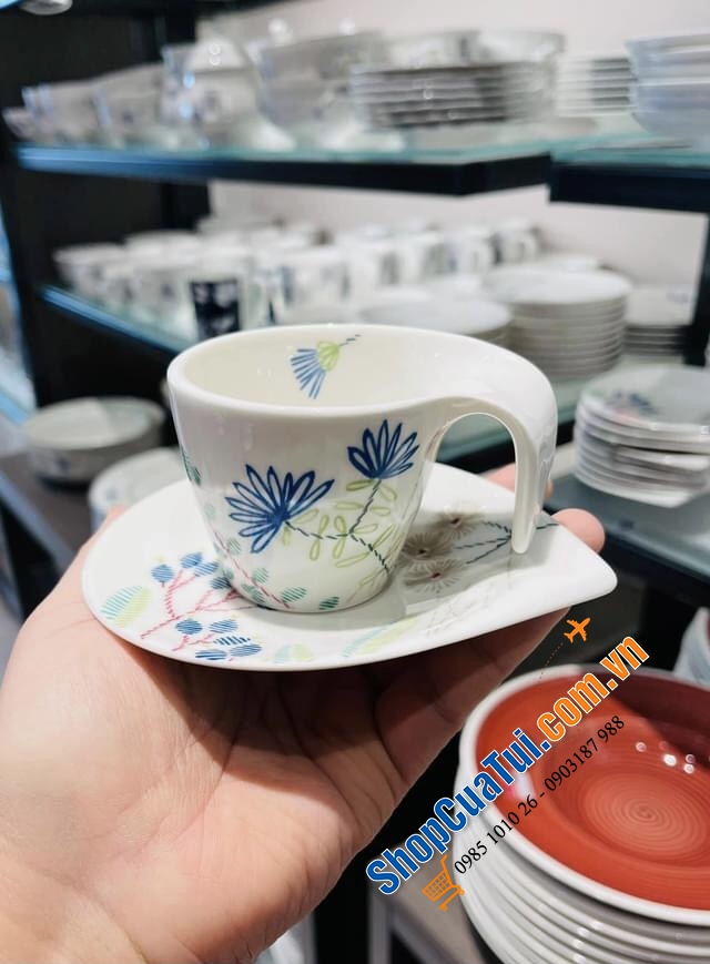 Bộ ấm chén - TRỌN BỘ ẤM TRÀ KÈM CHÉN ĐĨA VILLEROY BOCH FLOW COUTURE.