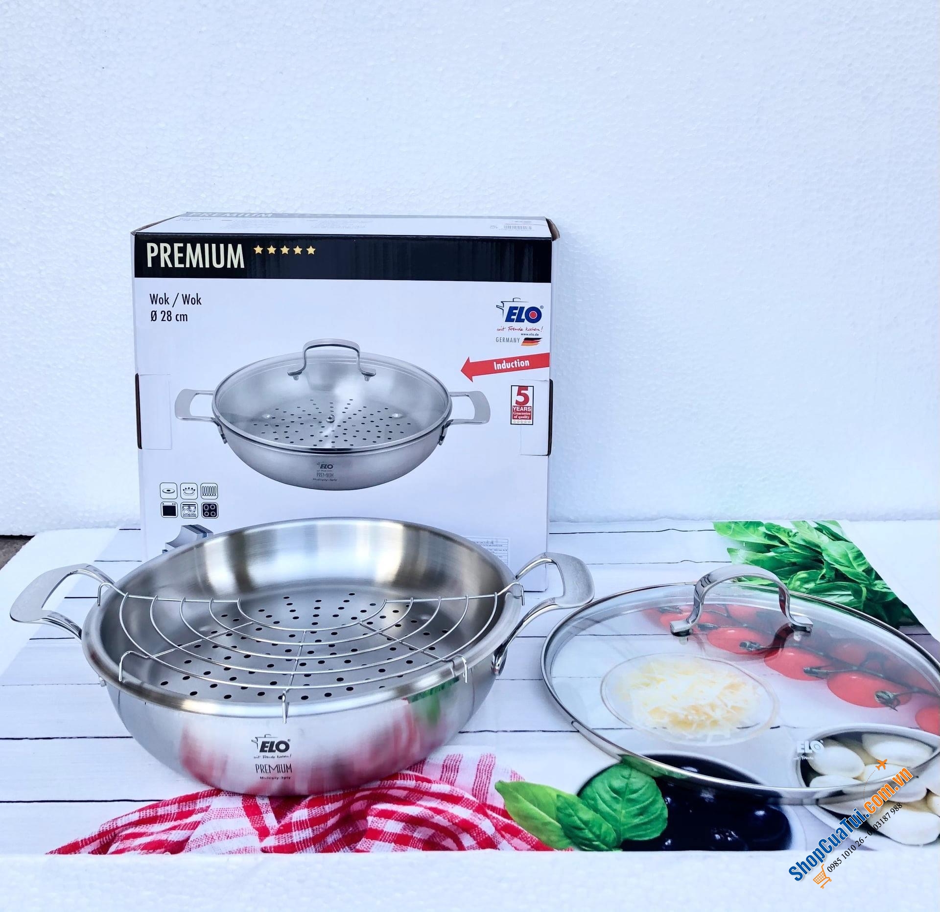 Nồi từ lai chảo nguyên khối đa năng ELO Germany - Chảo sâu lòng đa năng Elo Multiwok 28cm