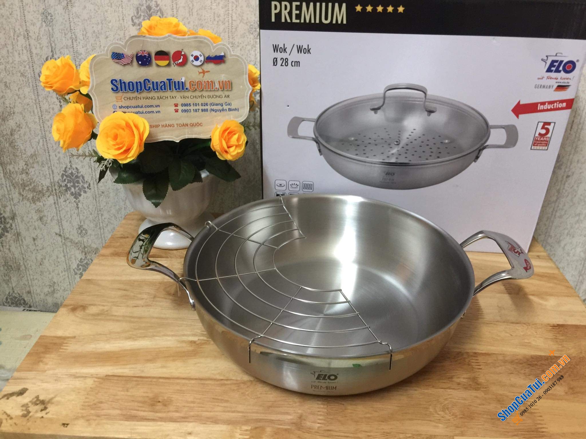 Nồi từ lai chảo nguyên khối đa năng ELO Germany - Chảo sâu lòng đa năng Elo Multiwok 28cm