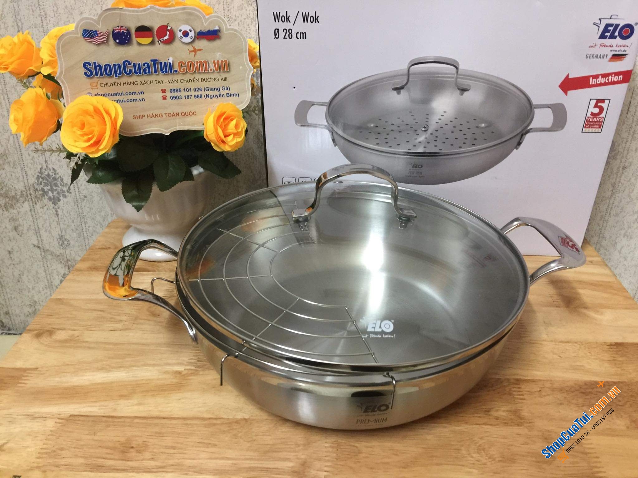 Nồi từ lai chảo nguyên khối đa năng ELO Germany - Chảo sâu lòng đa năng Elo Multiwok 28cm