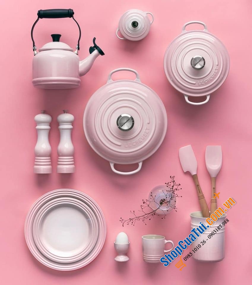 NỒI Le Creuset 24 cm màu HỒNG SHELL PINK.