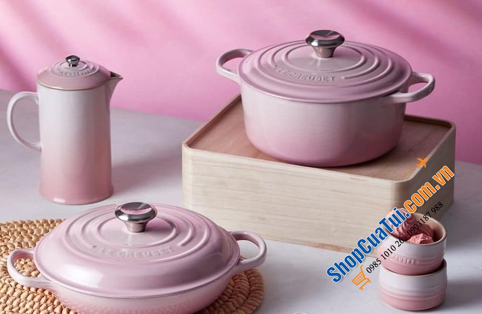 NỒI Le Creuset 24 cm màu HỒNG SHELL PINK.