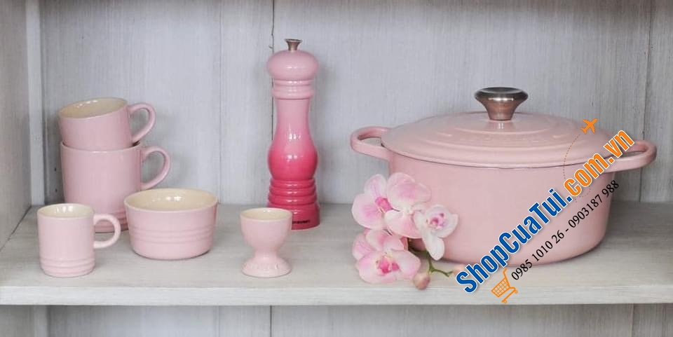 NỒI Le Creuset 24 cm màu HỒNG SHELL PINK.