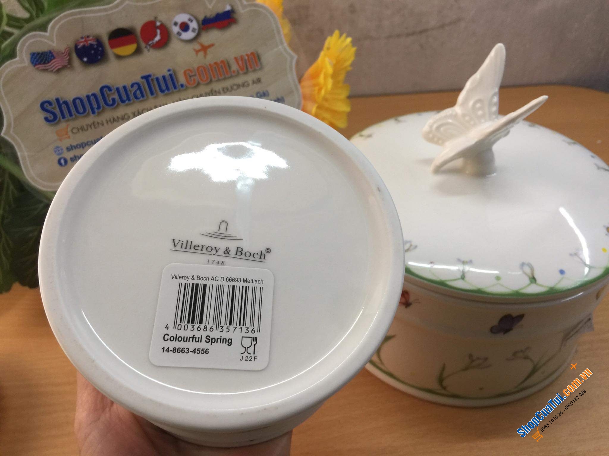 HŨ SỨ CAO CẤP VILLEROY BOCH COLOURFUL SPRING - MADE IN GERMANY - Lấy cảm hứng từ những bông hoa chuông lung linh trong gió và cánh bướm đầy màu sắc