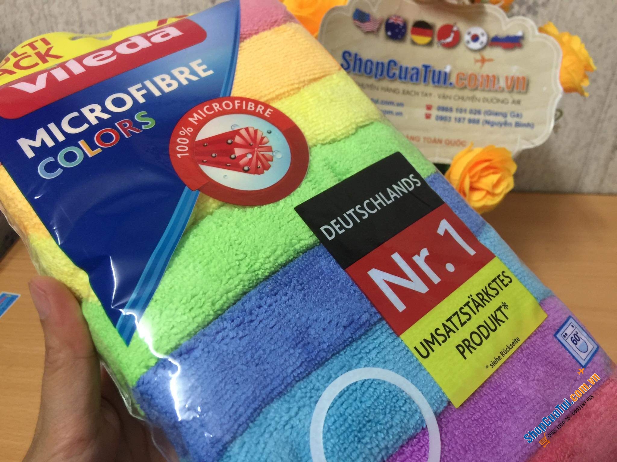 SET 8 KHĂN LAU BẾP CẦU VỒNG - LAU BÁT VILEDA XXL - hàng Germany.