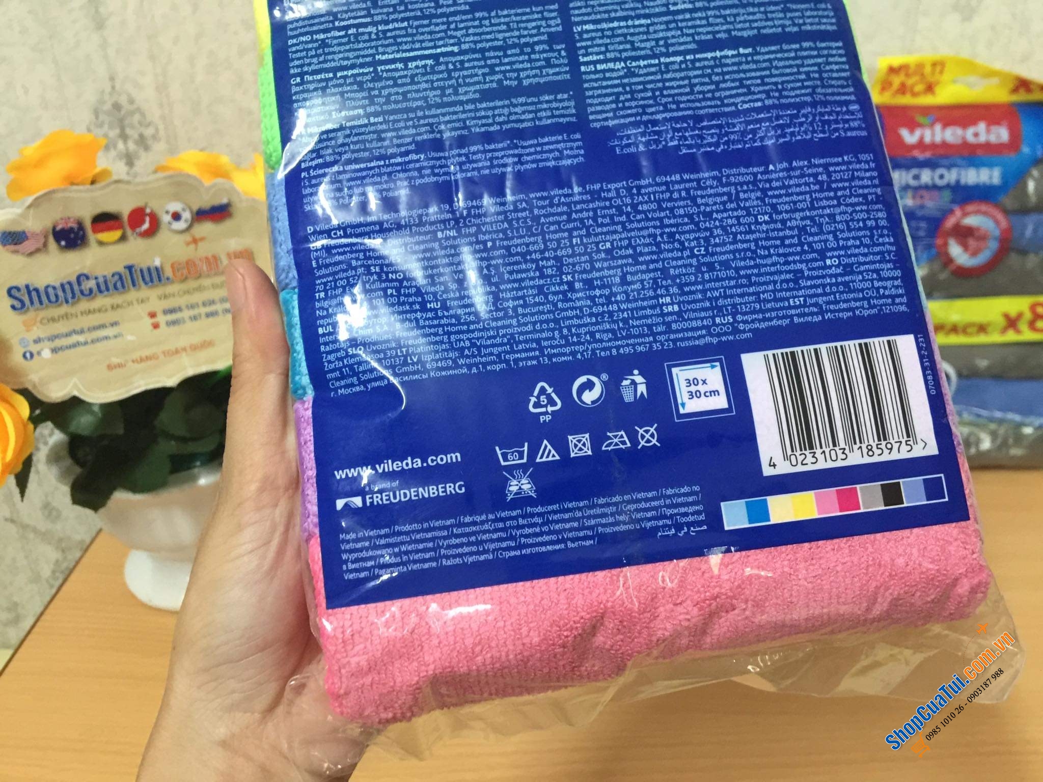 SET 8 KHĂN LAU BẾP CẦU VỒNG - LAU BÁT VILEDA XXL - hàng Germany.