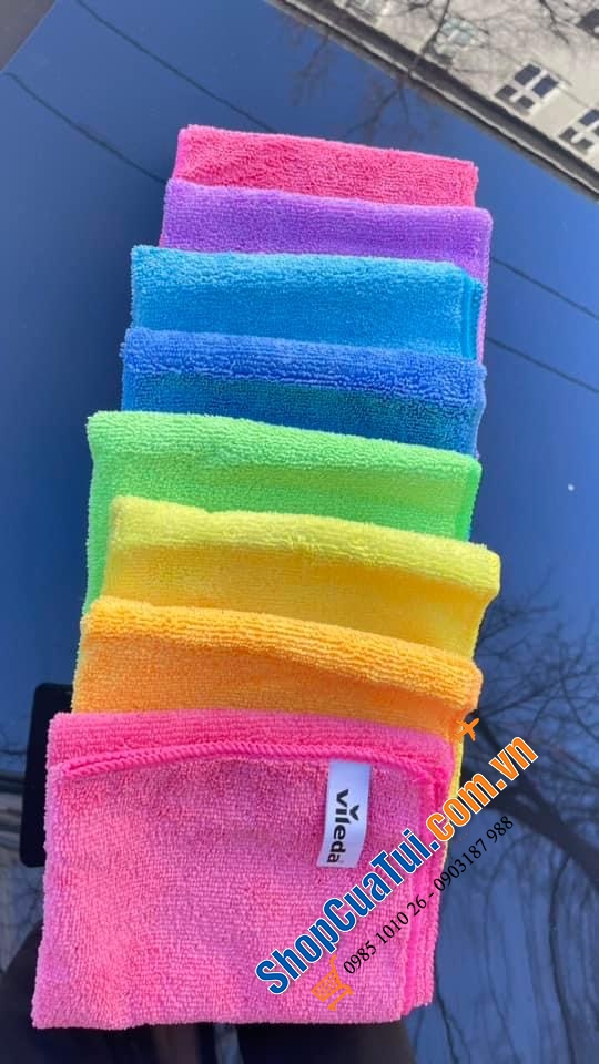 SET 8 KHĂN LAU BẾP CẦU VỒNG - LAU BÁT VILEDA XXL - hàng Germany.