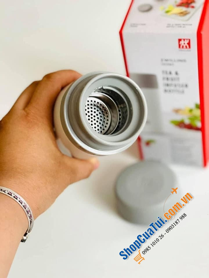 BÌNH GIỮ NHIỆT KÈM LỌC TRÀ ZWILLING 420ML MÀU TRẮNG.