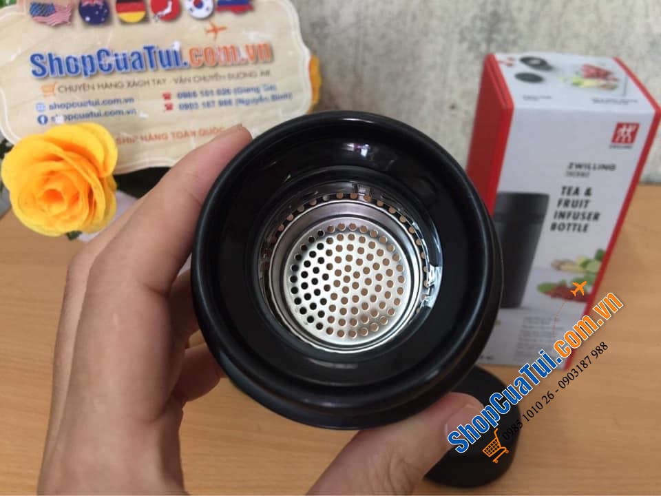 BÌNH GIỮ NHIỆT KÈM LỌC TRÀ ZWILLING 420ML MÀU TRẮNG.