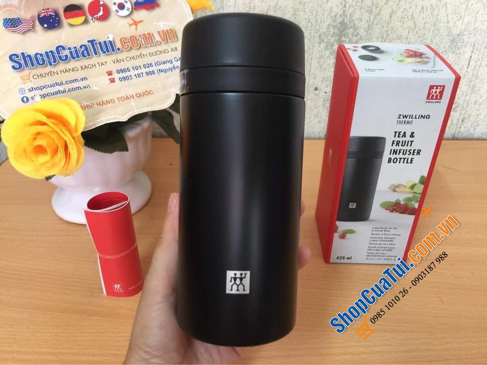 BÌNH GIỮ NHIỆT KÈM LỌC TRÀ ZWILLING 420ML MÀU TRẮNG.