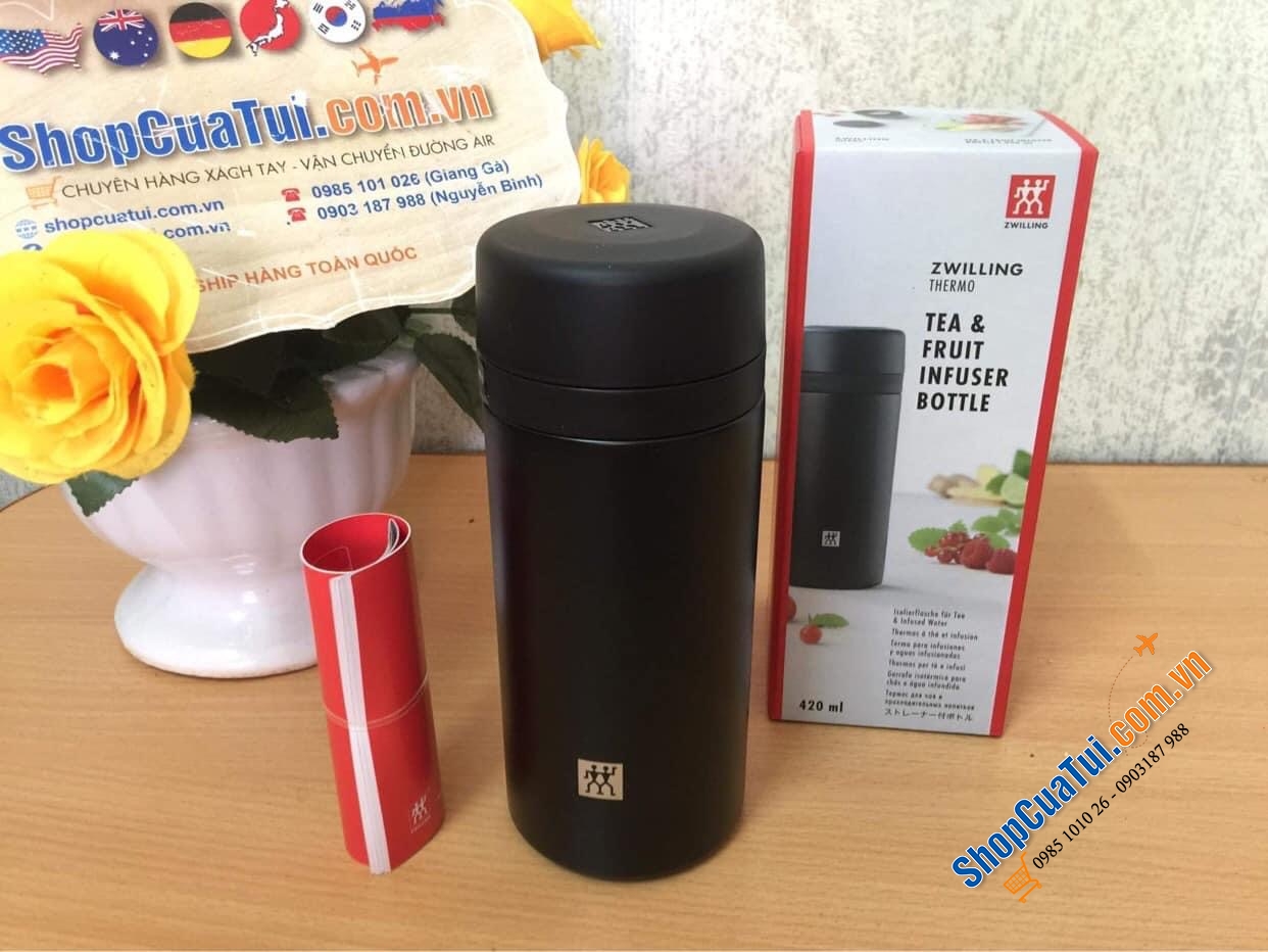 BÌNH GIỮ NHIỆT KÈM LỌC TRÀ ZWILLING 420ML MÀU TRẮNG.