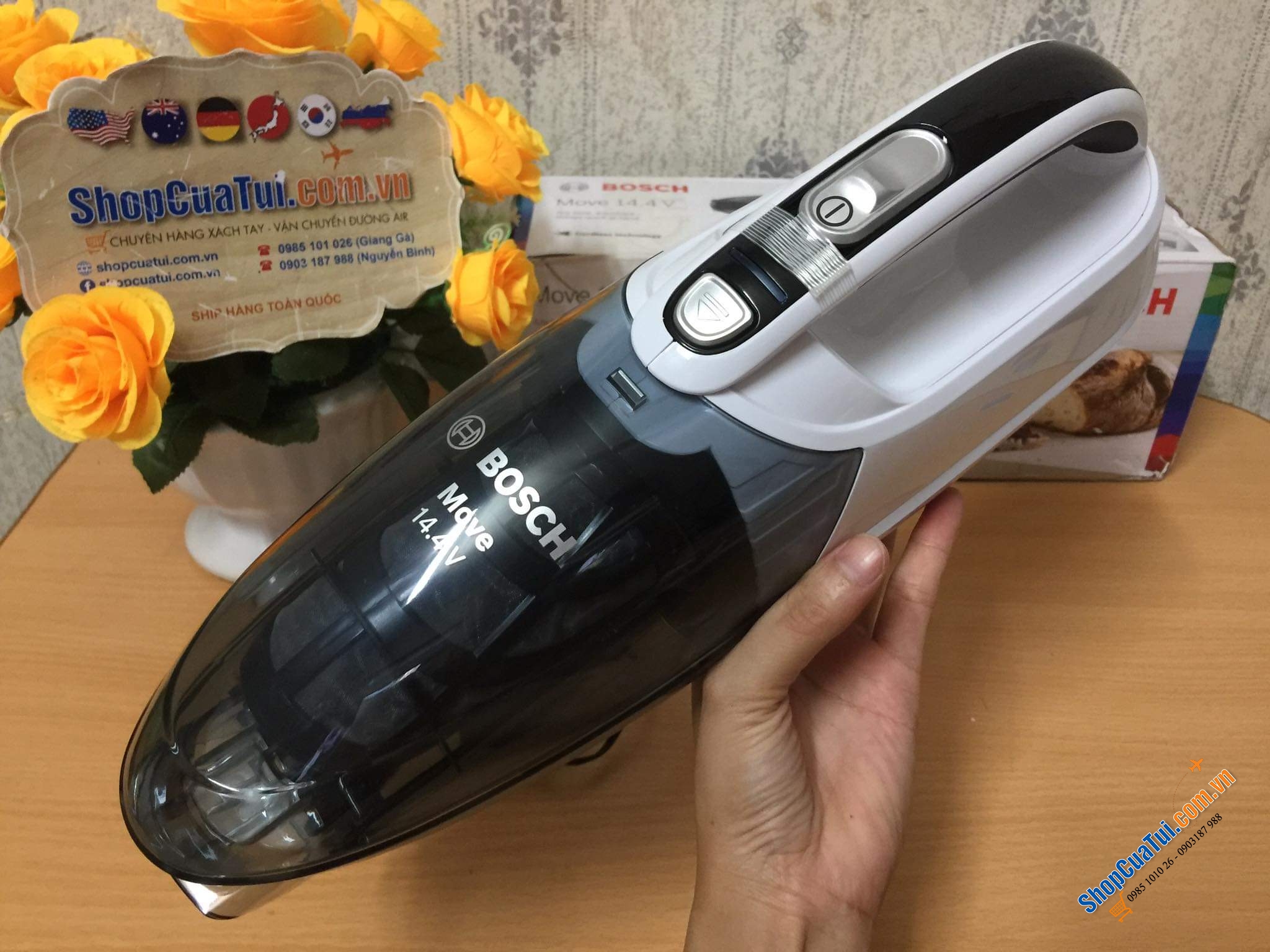 MÁY HÚT BỤI CẦM TAY BOSCH MÀU TRẮNG.