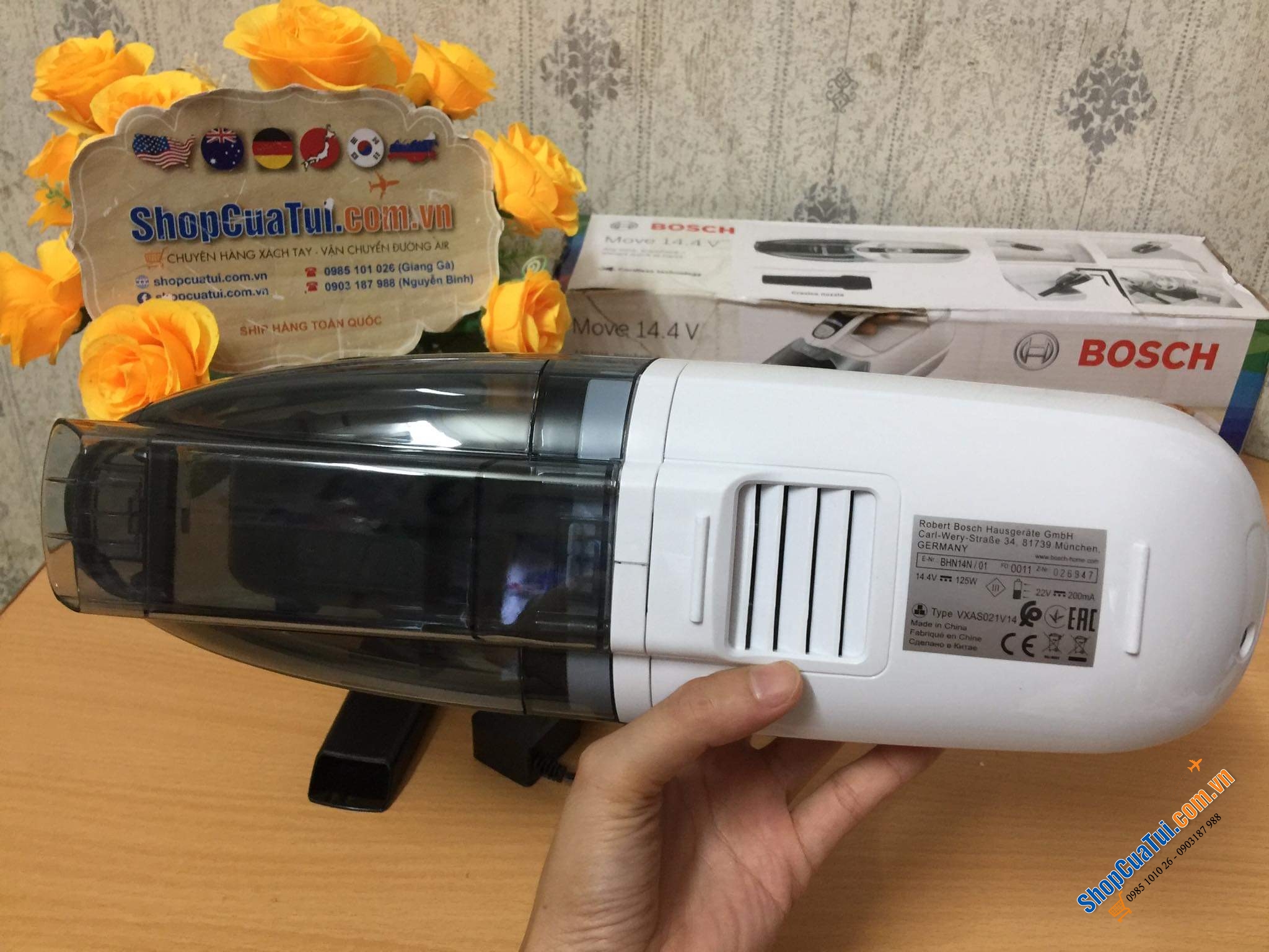 MÁY HÚT BỤI CẦM TAY BOSCH MÀU TRẮNG.