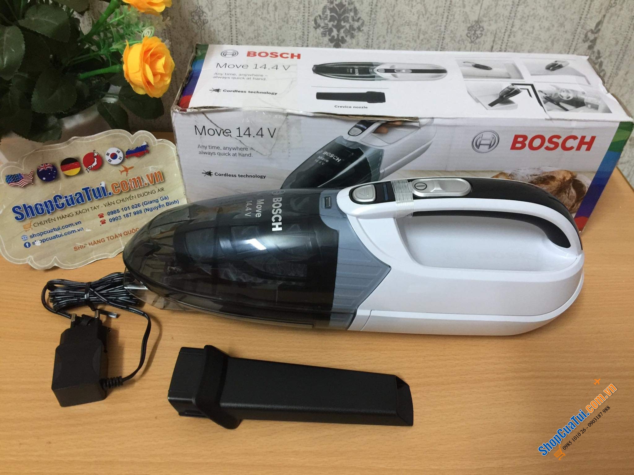 MÁY HÚT BỤI CẦM TAY BOSCH MÀU TRẮNG.