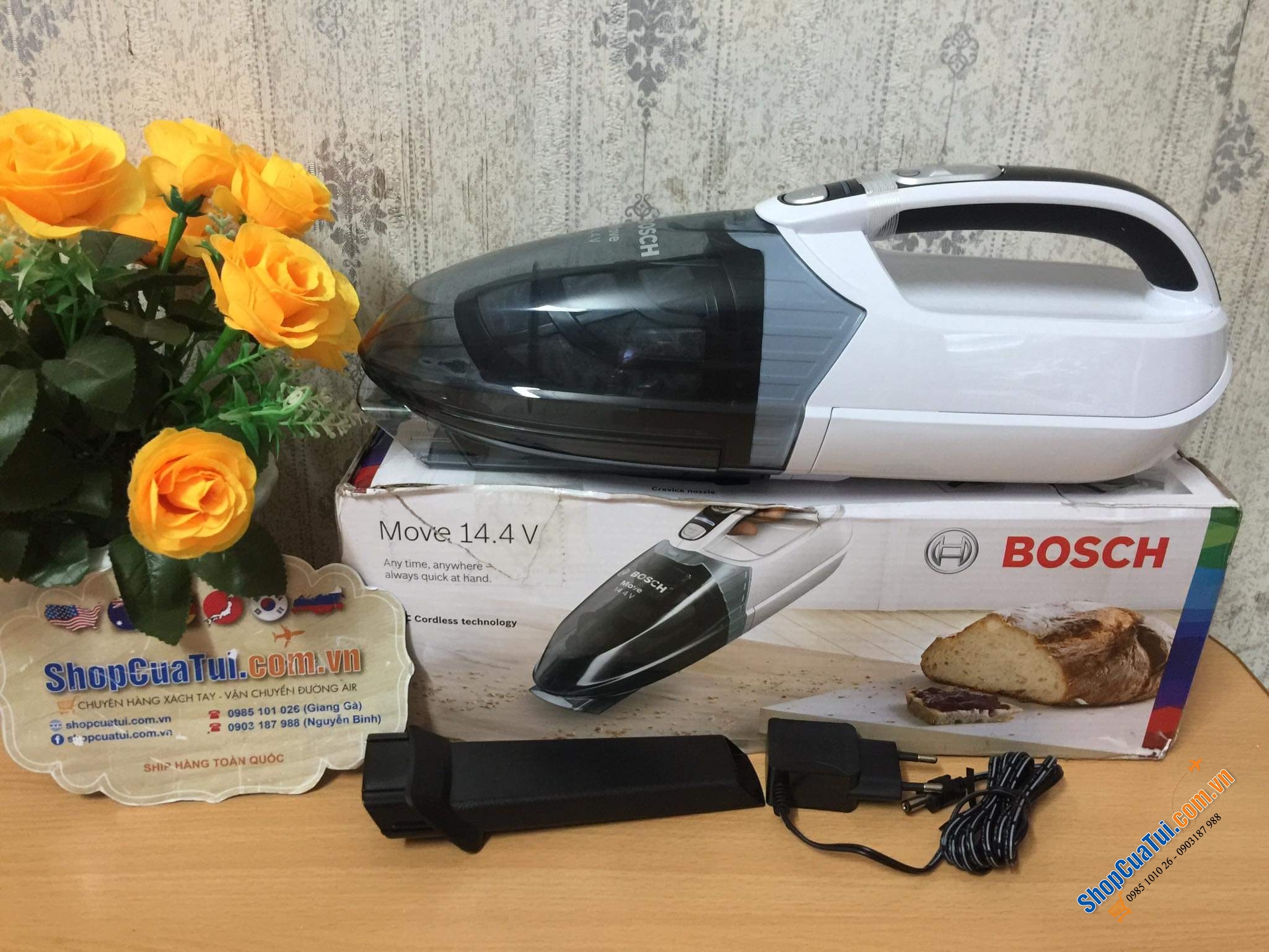 MÁY HÚT BỤI CẦM TAY BOSCH MÀU TRẮNG.