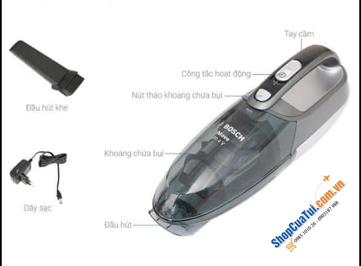 MÁY HÚT BỤI CẦM TAY BOSCH MÀU TRẮNG.