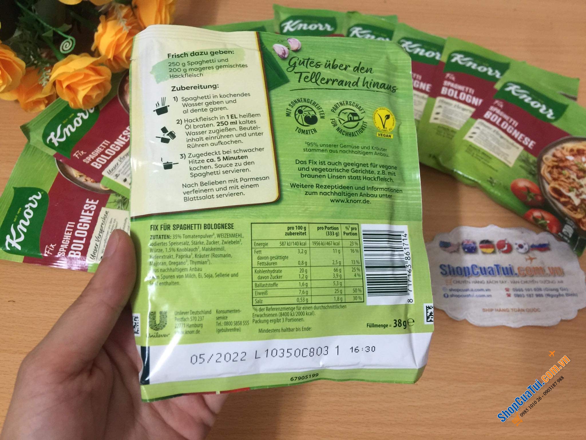 Gói gia vị Mỳ Spaghetty Ý của Knorr Đức.