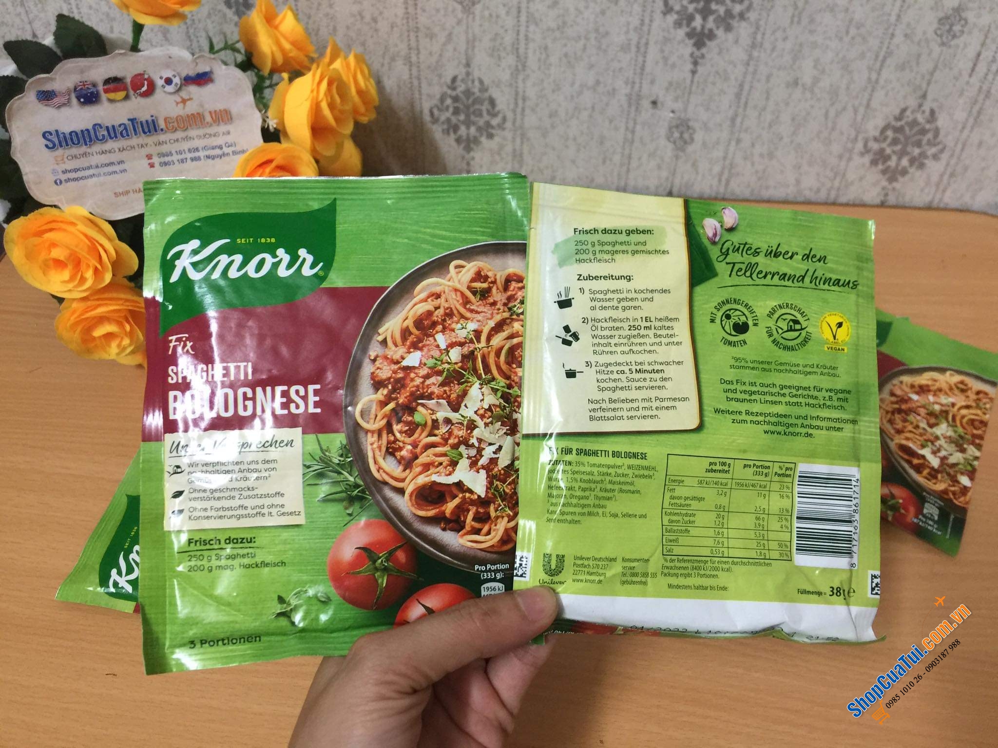 Gói gia vị Mỳ Spaghetty Ý của Knorr Đức.