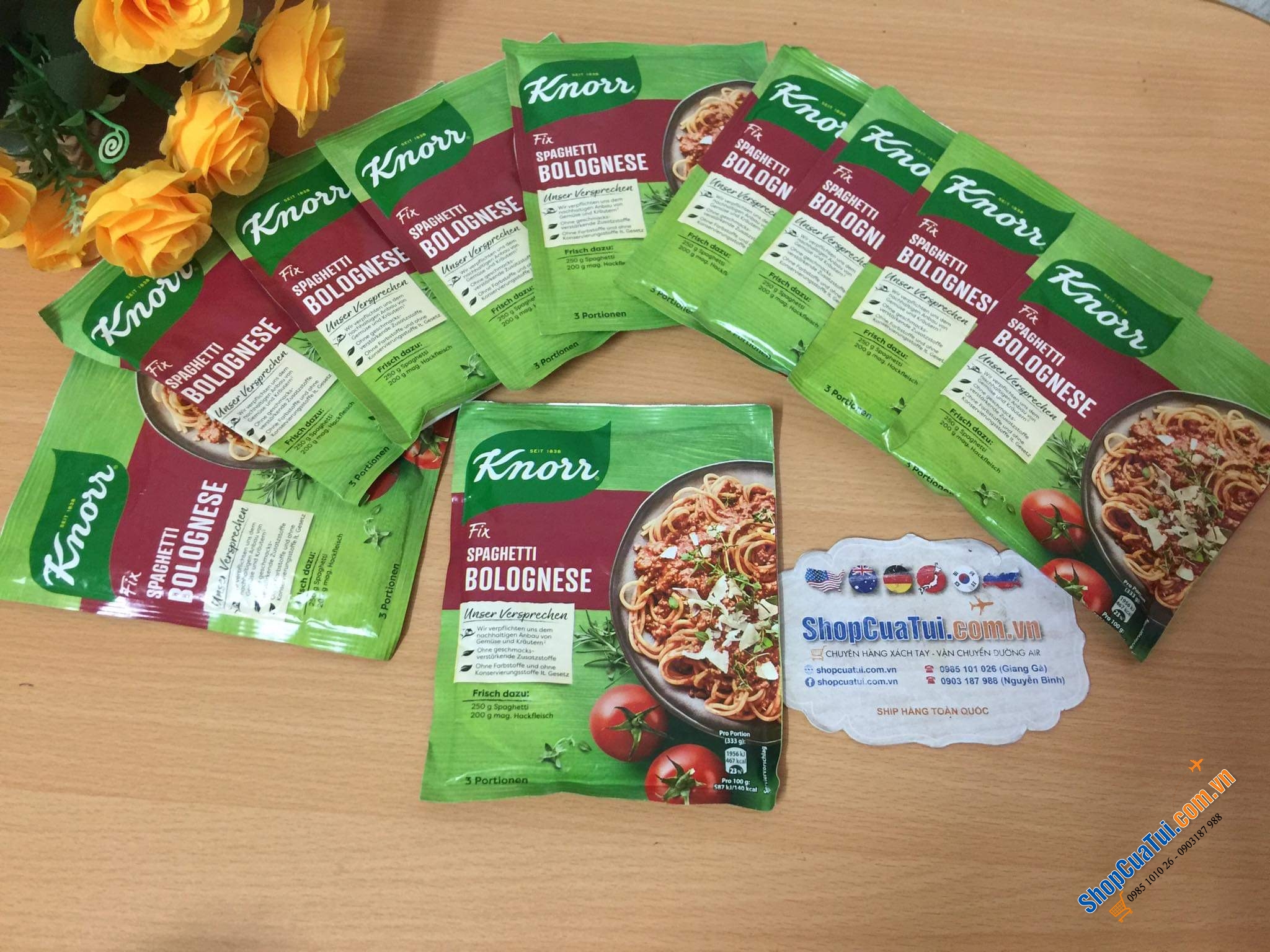 Gói gia vị Mỳ Spaghetty Ý của Knorr Đức.