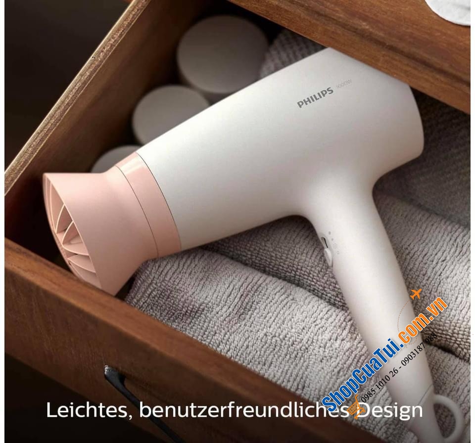 Sấy tóc Philips BHD300/10 MÀU TRẮNG HỒNG YỂU ĐIỆU.