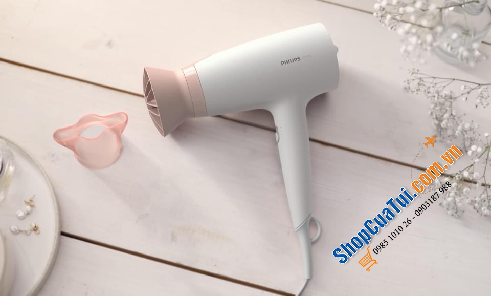 Sấy tóc Philips BHD300/10 MÀU TRẮNG HỒNG YỂU ĐIỆU.