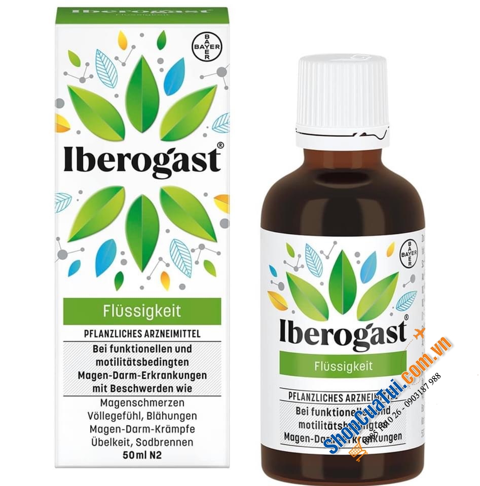 THUỐC IBEROGAST CHỮA VIÊM LOÉT DẠ DÀY, ĐẦY HƠI CHƯỚNG BỤNG- 100% từ thảo dược an toàn với sức khoẻ - 50ml.