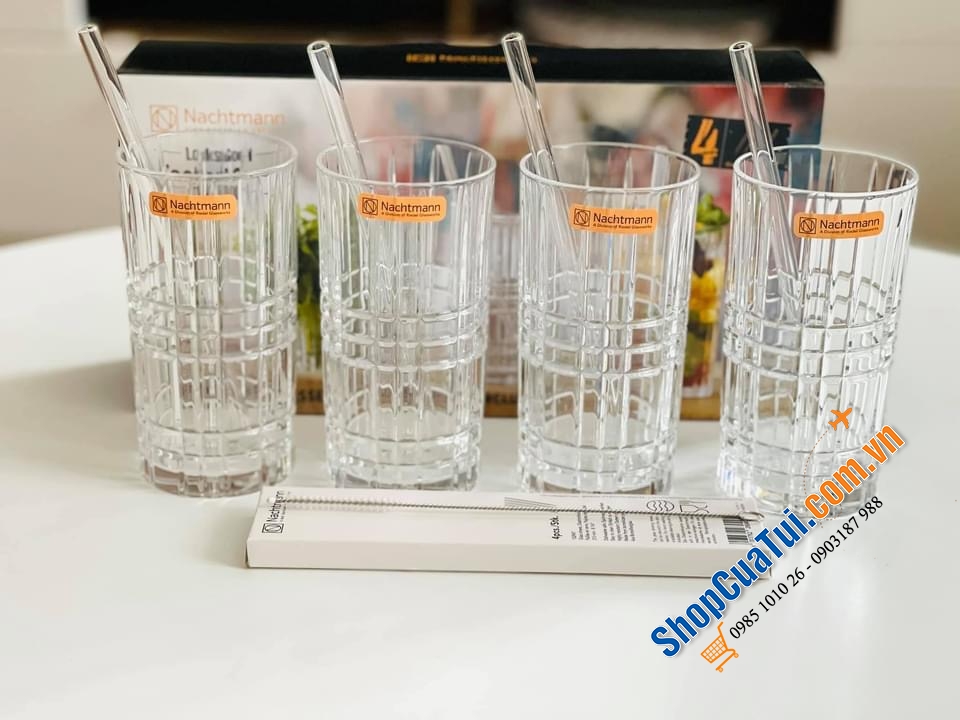 Bộ Cốc Uống nước Nachtmann Tastes Good kèm ống hút và chổi rửa - MADE IN GERMANY