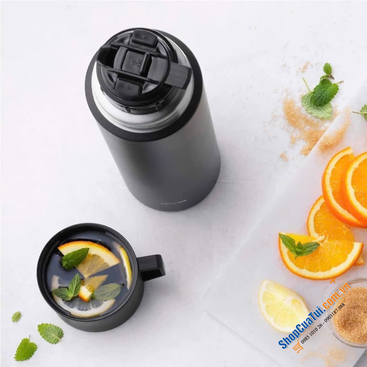 BÌNH GIỮ NHIỆT ZWILLING THERMO 1L KÈM CỐC UỐNG (NẮP) MÀU TRẮNG.