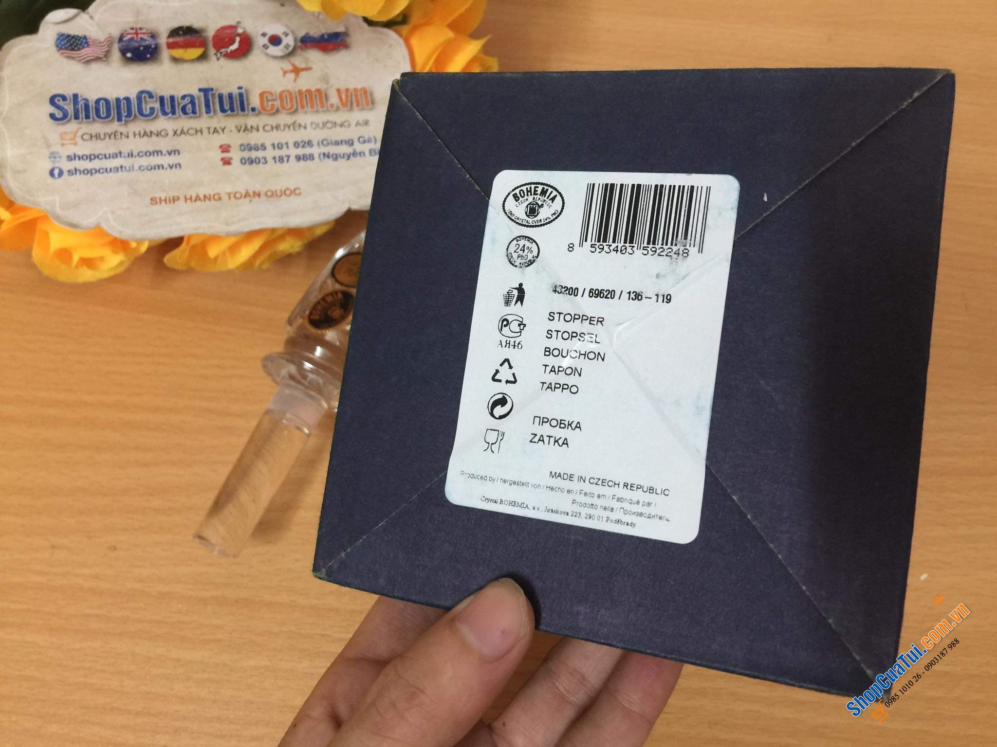 NÚT RƯỢU PHA LÊ SIÊU XỊN HÌNH HOA TULIP BOHEMIA - Made in Czech ( Tiệp)