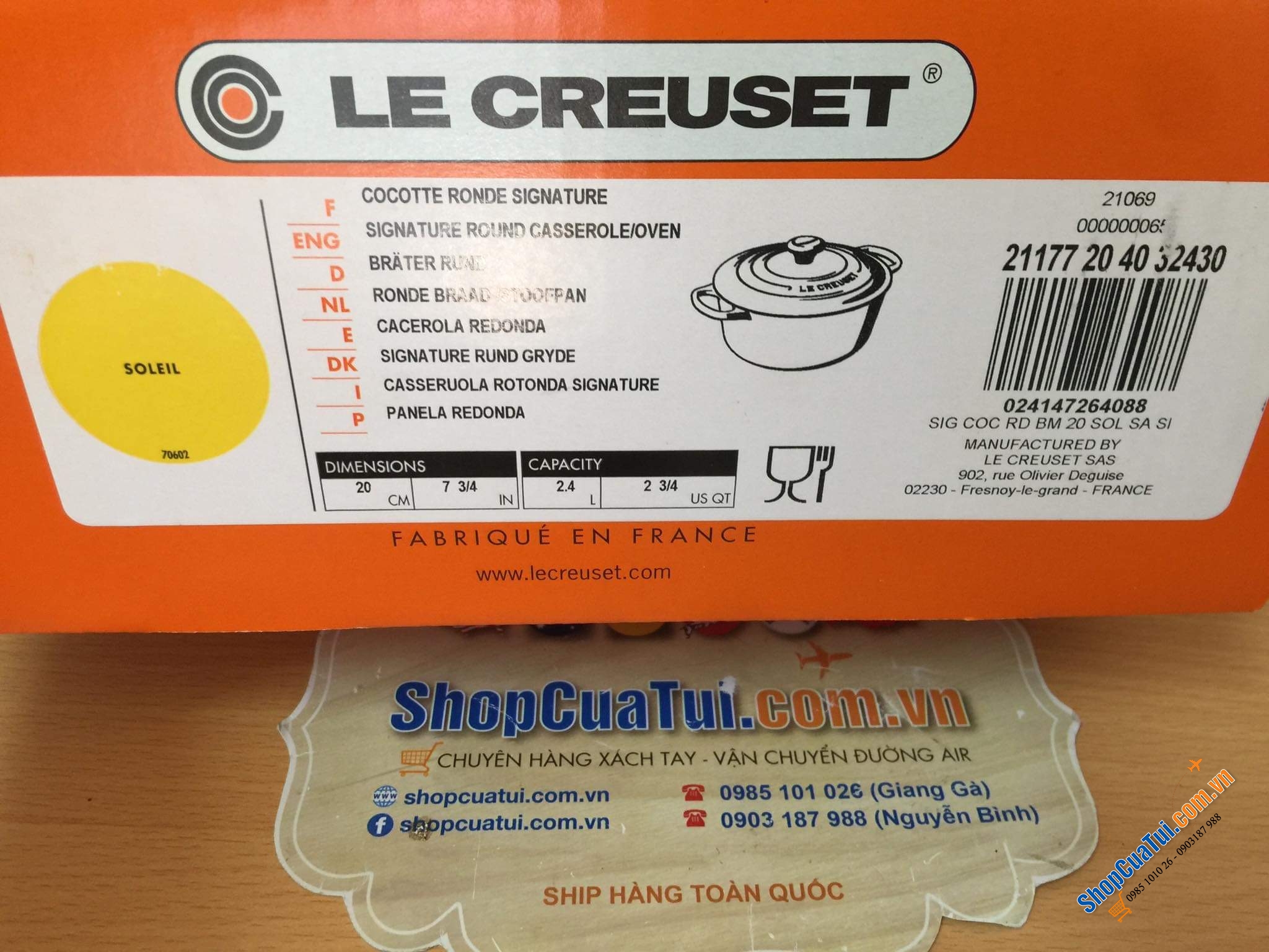 NỒI Le Creuset 20 cm màu VÀNG CHANH