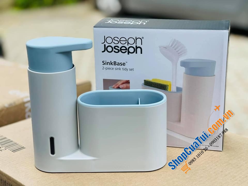 SET BÌNH ĐỂ CHẬU BẾP JOSEPH JOSEPH SINKBASE XANH DA TRỜI - TRẮNG.