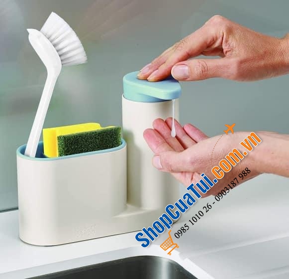 SET BÌNH ĐỂ CHẬU BẾP JOSEPH JOSEPH SINKBASE XANH DA TRỜI - TRẮNG.