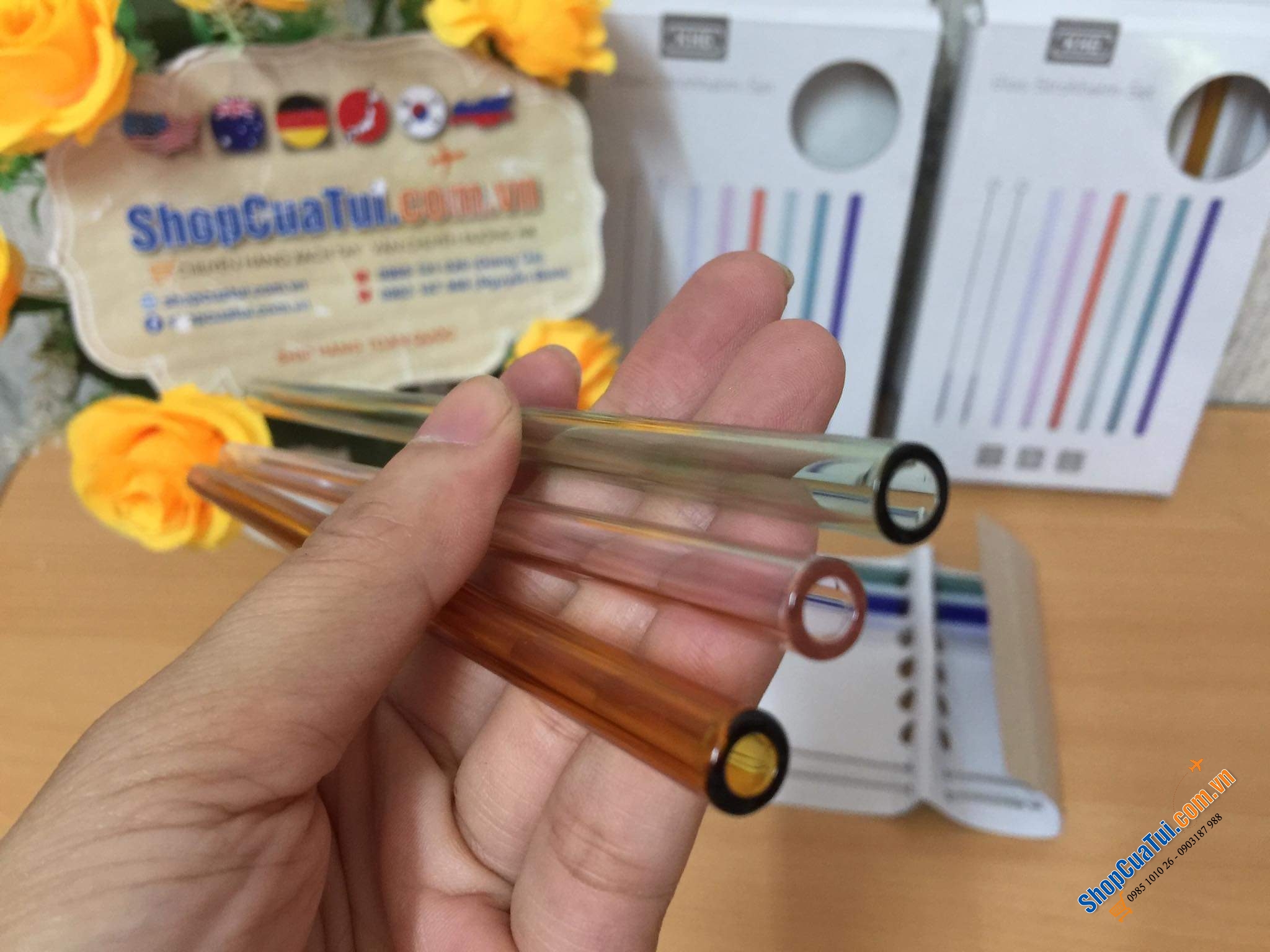 ỐNG HÚT THUỶ TINH NỘI ĐỊA ĐỨC KHG ĐA SẮC.