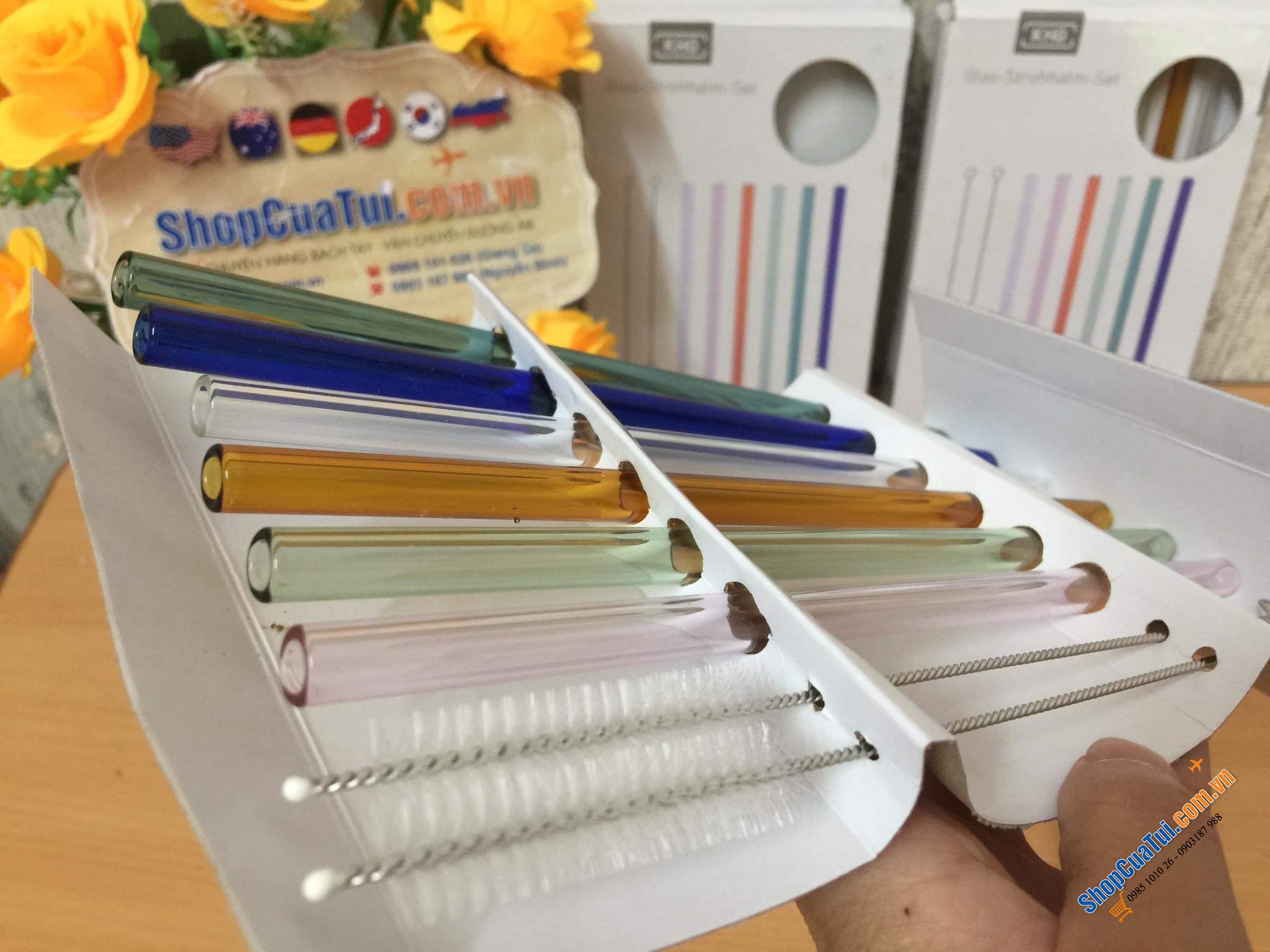 ỐNG HÚT THUỶ TINH NỘI ĐỊA ĐỨC KHG ĐA SẮC.