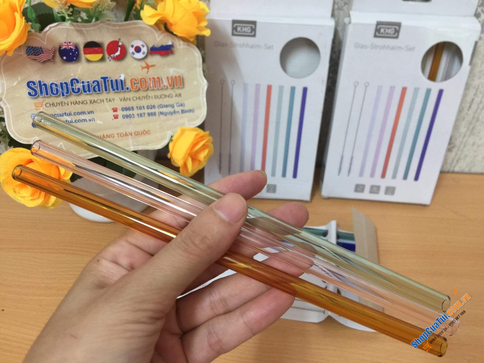 ỐNG HÚT THUỶ TINH NỘI ĐỊA ĐỨC KHG ĐA SẮC.