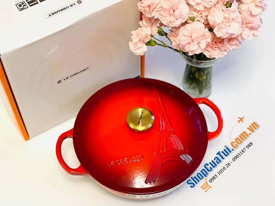 NỒI Le Creuset 22 cm bản limited in hình tháp MÀU ĐỎ - Nồi tháp Eiffel hãng chỉ sản xuất duy nhất 1 lần và không ra nữa