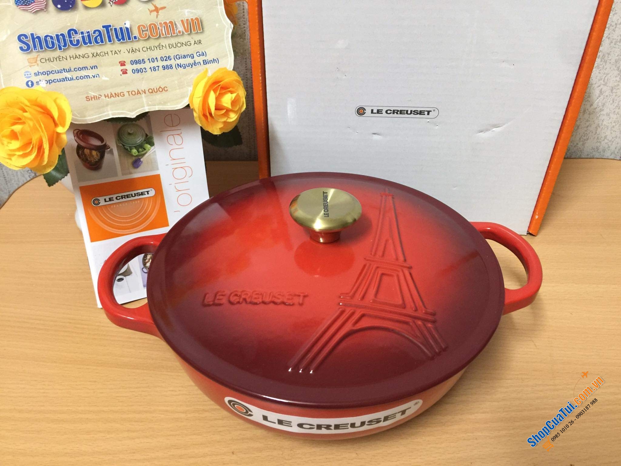 NỒI Le Creuset 22 cm bản limited in hình tháp MÀU ĐỎ - Nồi tháp Eiffel hãng chỉ sản xuất duy nhất 1 lần và không ra nữa