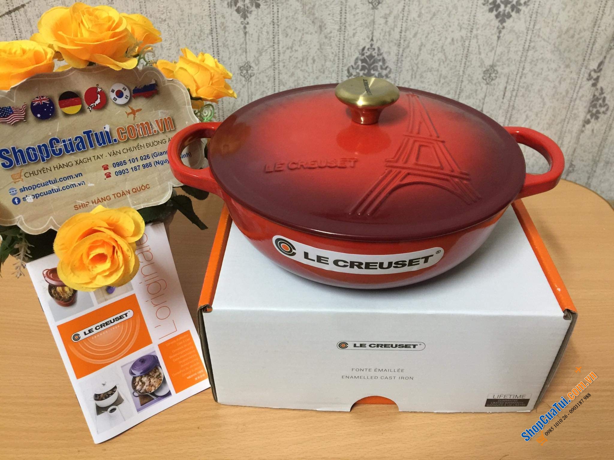 NỒI Le Creuset 22 cm bản limited in hình tháp MÀU ĐỎ - Nồi tháp Eiffel hãng chỉ sản xuất duy nhất 1 lần và không ra nữa
