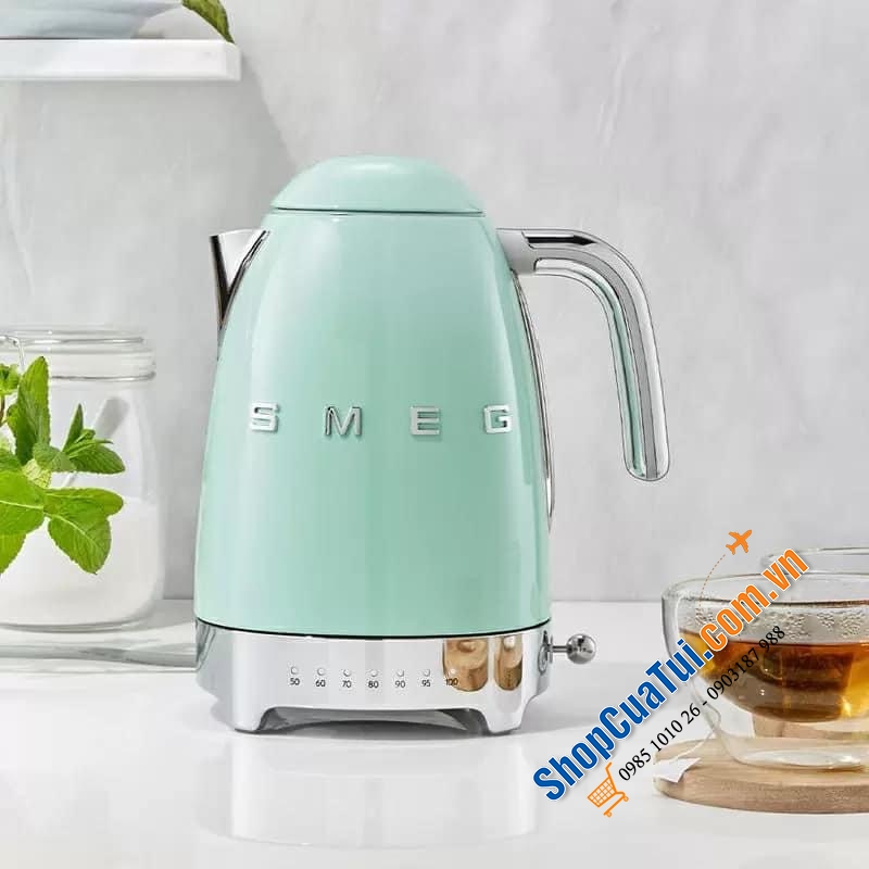 Ấm siêu tốc SMEG có điều chỉnh nhiệt độ màu xanh PASTELLGRÜN siêu đẳng cấp KLF04PGEU.