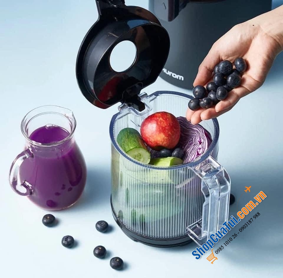 Máy ép chậm HUROM H200 - không cần cắt nhỏ, không cần cho hoa quả vào từ từ - Đỉnh cao trong làng máy ép