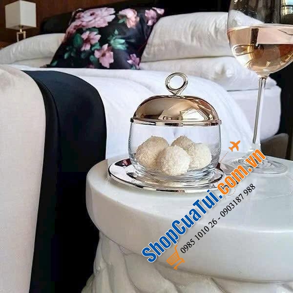 HŨ ĐỰNG MỨT, SỐT, GIA VỊ... EDZARD MẠ BẠC KÈM THÌA VÀ ĐĨA ĐẦU HƯƠU.